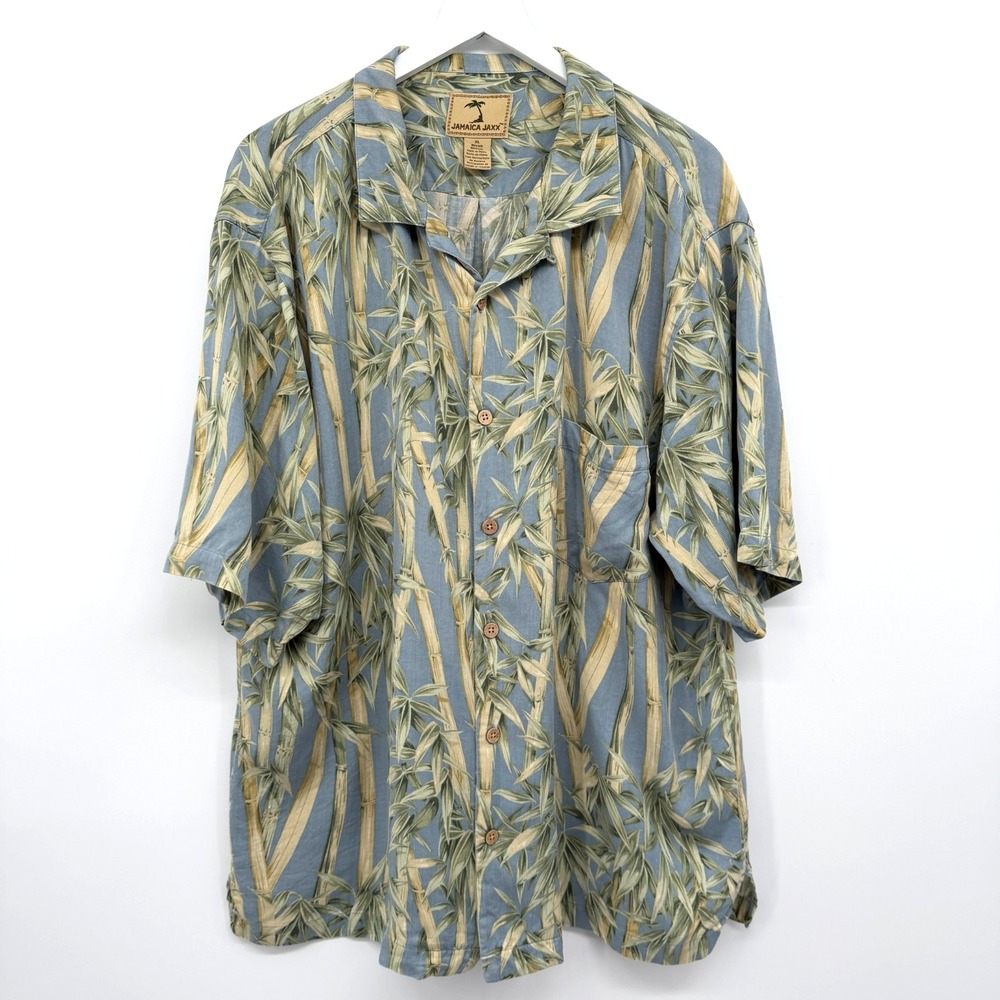 Jamaica Jaxx Hawaiian Shirt Mens XL 100% Silk Beachy Coastal Resort Earthy Retro